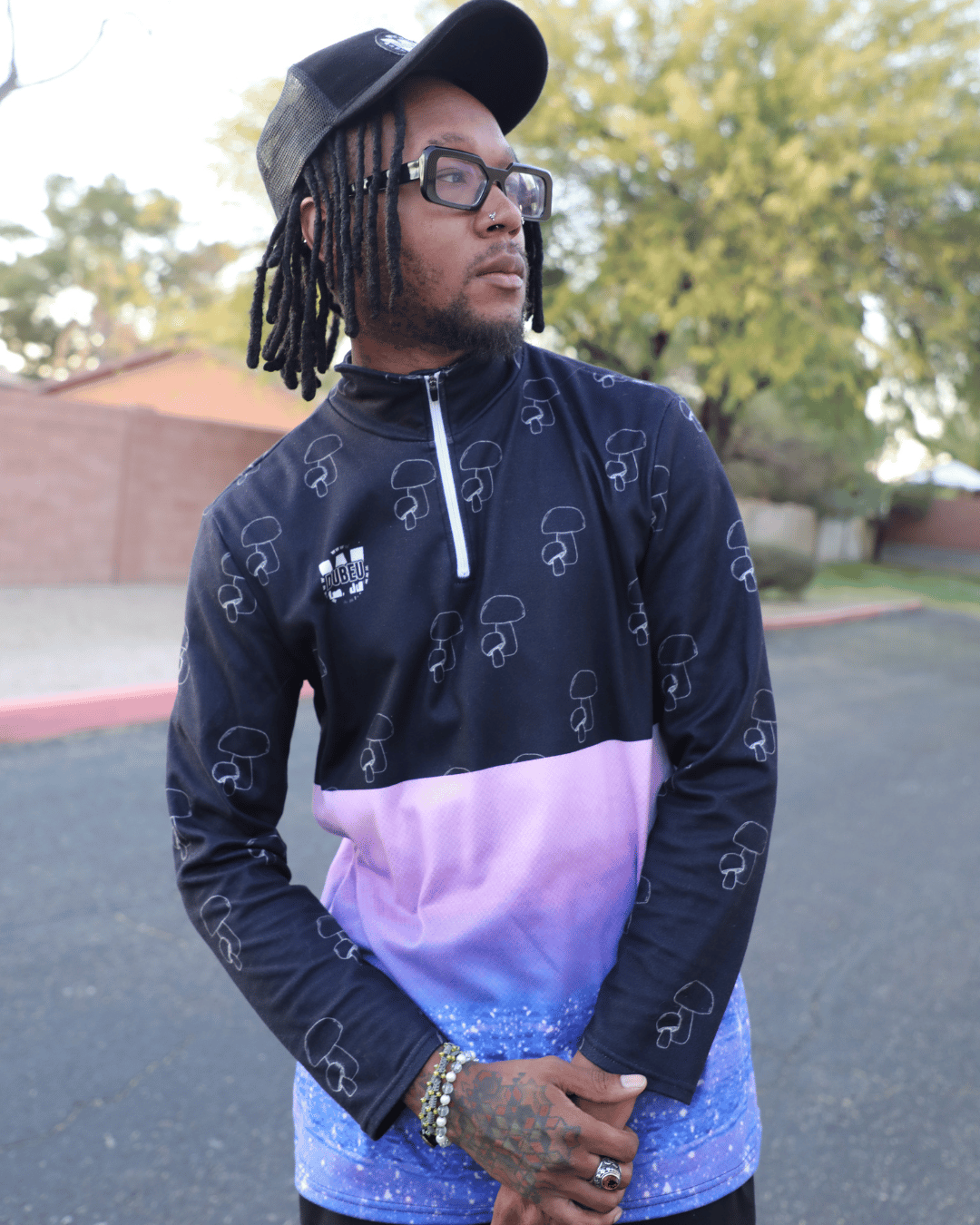 Tripping Twilight Sports Collar Jersey With Long Sleeves
