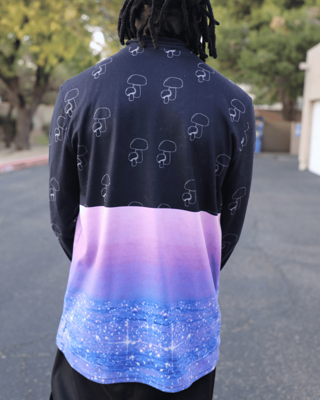 Tripping Twilight Sports Collar Jersey With Long Sleeves