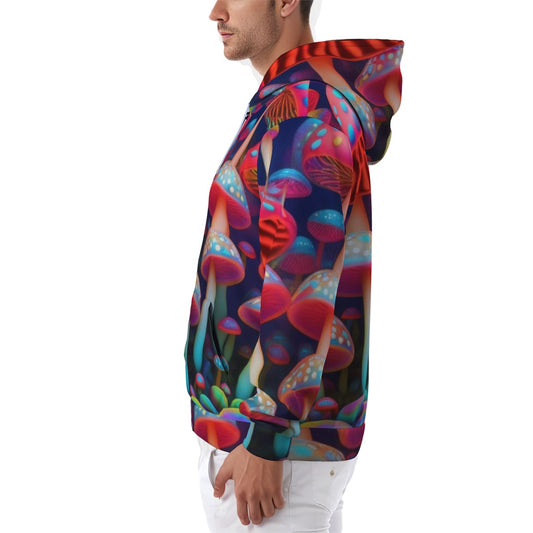 Shroomed All-Over Print Zip Up Hoodie With Pockets