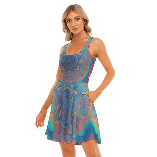 Kaleidescope All-Over Print Women's Tank Dress - Iamdubeu