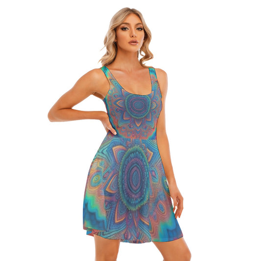 Kaleidescope All-Over Print Women's Tank Dress - Iamdubeu